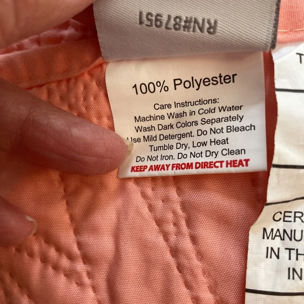 Sleeping Partners Quilted Coverlet Full/Double Coral Orange Embroidered Floral